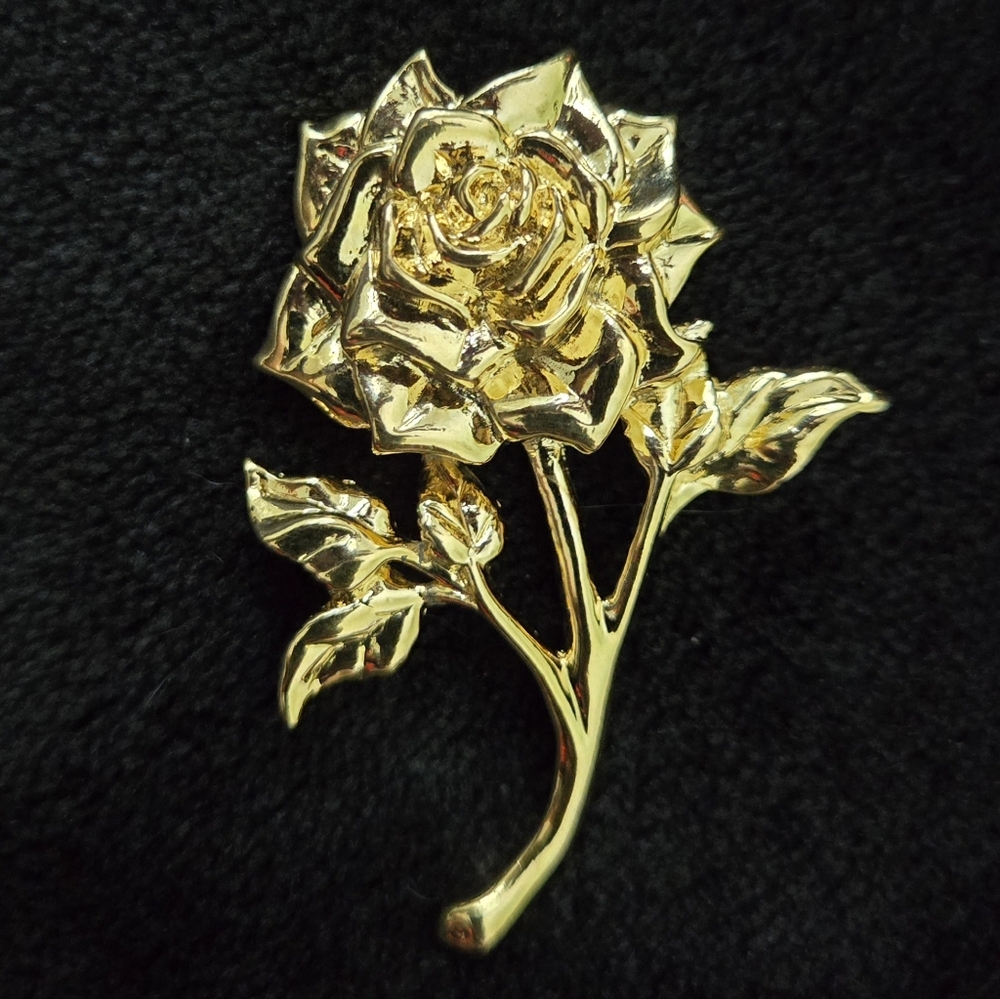 Goldtone Rose Brooch - Vintage Possibly Avon But Unmarked